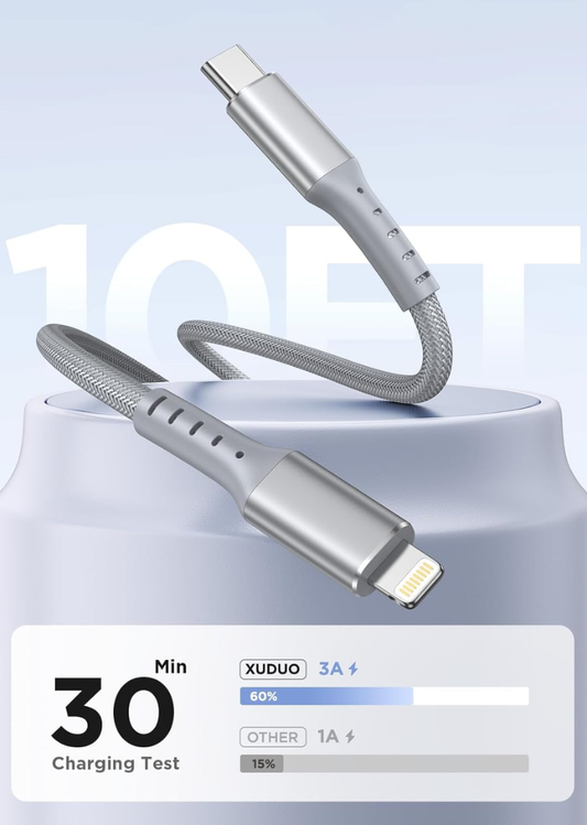 3M USB-C to Lightning Cable Fast Charging Data Sync Cable for iPhone and iPad Long Durable Charging Cord