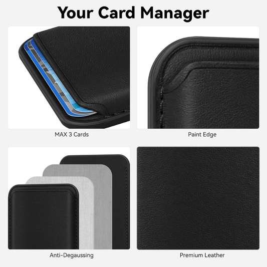 MagSafe Leather Card Holder for iPhone 15 Strong Magnetic Wallet RFID Blocking Slim Phone Card Holder for Cash and Cards
